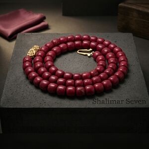 Vintage 60s-70s Burgundy Rose Glass Bead Necklace 17” Mid Century Minimalist